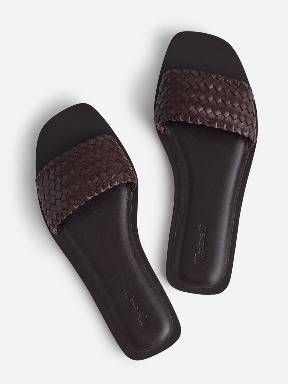 NEW Madewell The Cora Slide Sandal in Woven Leather Chocolate Brown size 9.5